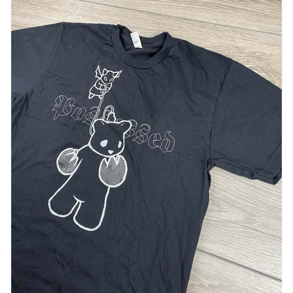 American Apparel Men's Streetwear‎ Leashed Bear Graphic Print Tee Black Size M